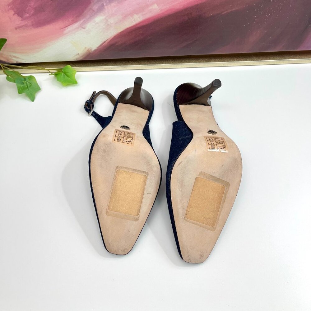 PAIGE Kaela‎ Slingback Square Toe Pump in Denim Size 7 - Picture 8 of 10